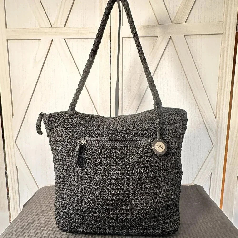 The Sak Black Crochet Tote